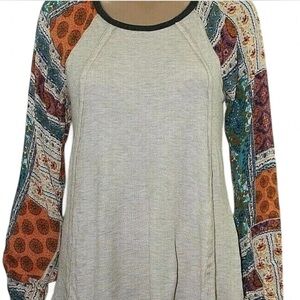 Altar'd State Multicolor Patchwork Long Sleeve Top